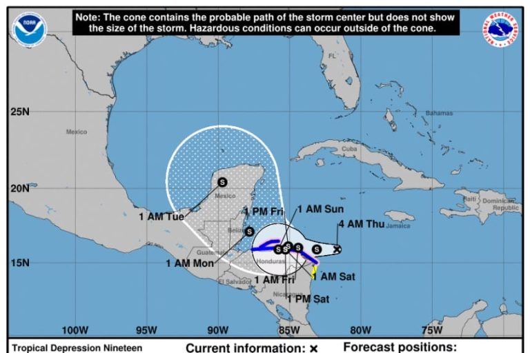 Potencial Ciclón Tropical Diecinueve es reclasificado como en Depresión Tropical 